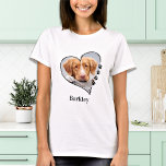 Dog Lover Personalized Paw Print Heart Pet Photo T-Shirt<br><div class="desc">Say you Love your Dog, without saying you Love your Dog! Carry your best friend with you everywhere you go with this custom pet photo dog lover shirt ! A must have for every dog lover, dog mom and dog dad ! I Love My Dog Shirt Personalize wth your dog's...</div>