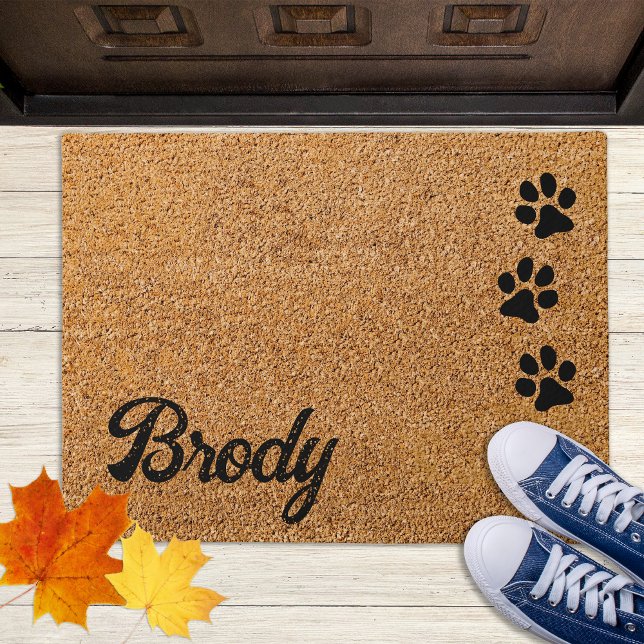 Dog Lover Personalized Paw Prints Monogram Name Doormat (Creator Uploaded)