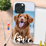 Dog Lover Personalized Pet Photo LOVE Paw Print iPhone 13 Pro Case<br><div class="desc">Now you can carry your best friend with you wherever you go with this custom dog pet photo iPhone case . This photo with personalized name design is trendy, elegant, cool and cute. Customize with your favourite dog photo, cat photo, or any pet with paws ! Add name to personalize....</div>