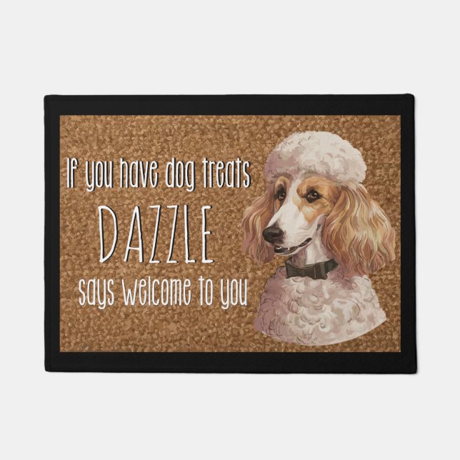 Dog Lover Personalized Poodle Dog Name Doormat (Front)