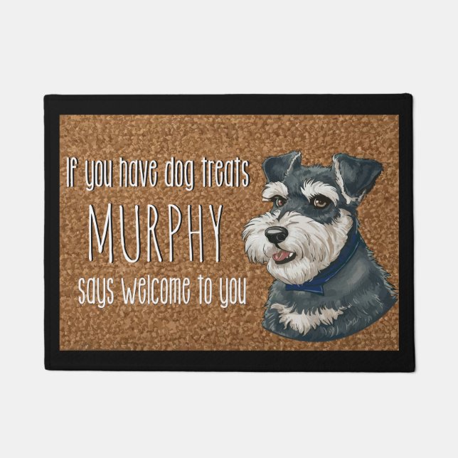 Dog Lover Personalized Schnauzer Name Doormat (Front)