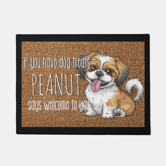 Dog Lover Personalized Shih Tzu Puppy Name  Doormat (Front)