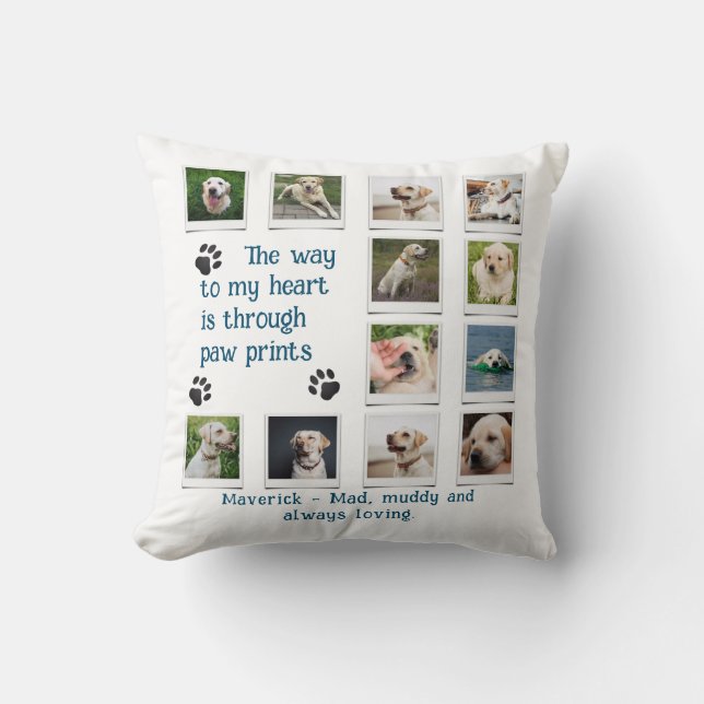 Dog Lover Pet Photo Collage Throw Pillow (Front)
