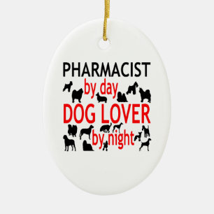 Dog Lover Pharmacist in Red Ceramic Ornament