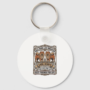 Dog Lover Quote Vintage Engraving Fluffy Dog Art_1 Keychain