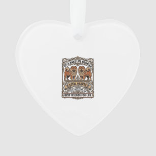 Dog Lover Quote Vintage Engraving Fluffy Dog Art_1 Ornament