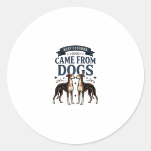 Dog Lover Quote Vintage Engraving Hound Typography Classic Round Sticker