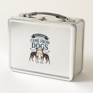 Dog Lover Quote Vintage Engraving Hound Typography Metal Lunch Box