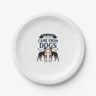 Dog Lover Quote Vintage Engraving Hound Typography Paper Plate