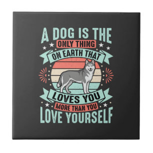 Dog Lover Quote Vintage Husky Graphic Tile