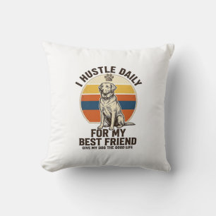 Dog Lover Shirt Vintage Engraving Hard Work for My Throw Pillow