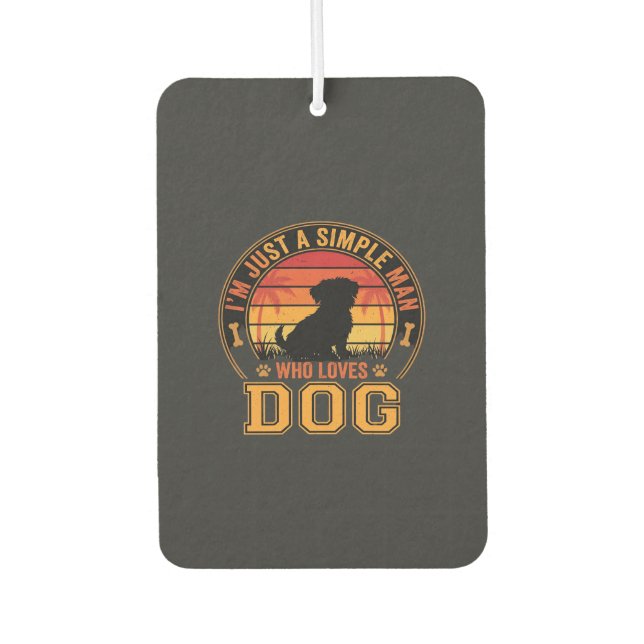Dog Lover Simple Man Retro Sunset Air Freshener (Front)