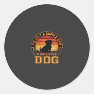 Dog Lover Simple Man Retro Sunset Classic Round Sticker