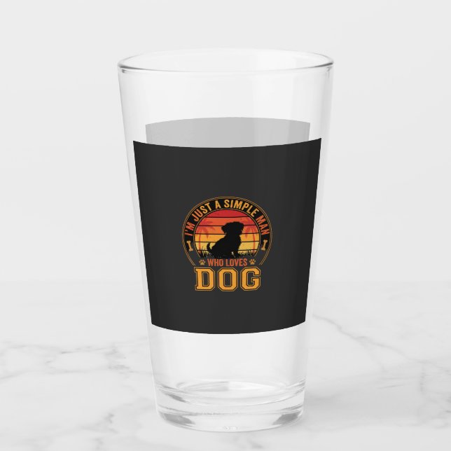 Dog Lover Simple Man Retro Sunset Glass (Front)