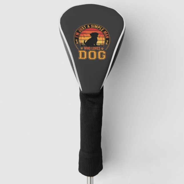 Dog Lover Simple Man Retro Sunset Golf Head Cover (Front)