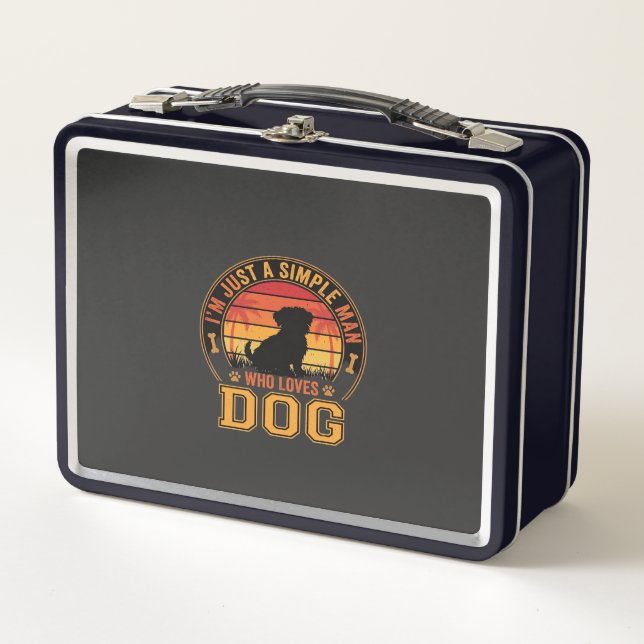 Dog Lover Simple Man Retro Sunset Metal Lunch Box (Front)