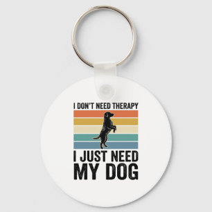 Dog Lover Therapy Quote Vintage Engraving Design_1 Keychain
