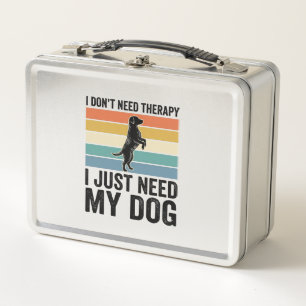 Dog Lover Therapy Quote Vintage Engraving Design_1 Metal Lunch Box
