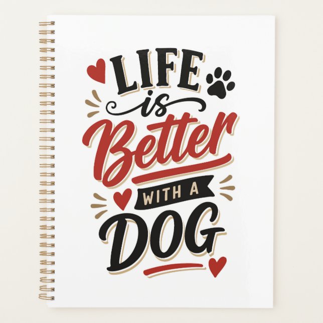 Dog Lover Wall Art - Life is Better with a Dog Red (Devant)