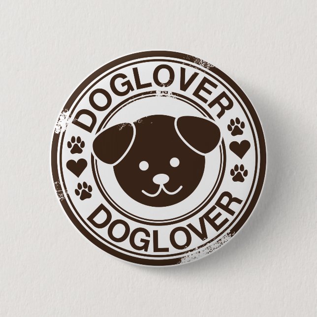 Dog Lover with puppy face 2 Inch Round Button (Front)