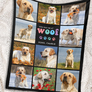 Dog Lover WOOF Custom 11 Pet Picture Colourful Fleece Blanket