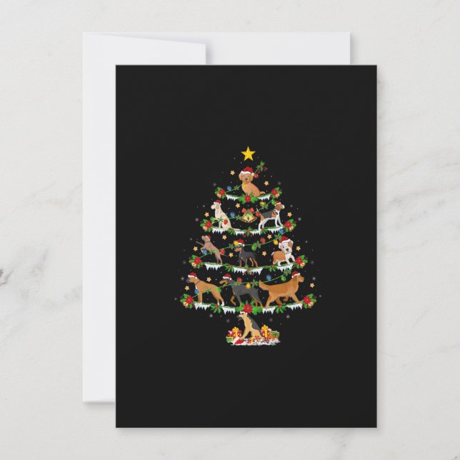 Dog Lover Xmas Lights Dog Christmas Tree Premium Invitation (Front)