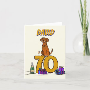 Dog lovers 70th birthday celebration thank you card