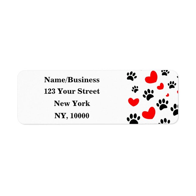 Dog Lovers Black Paw Prints Red Hearts Pattern (Front)
