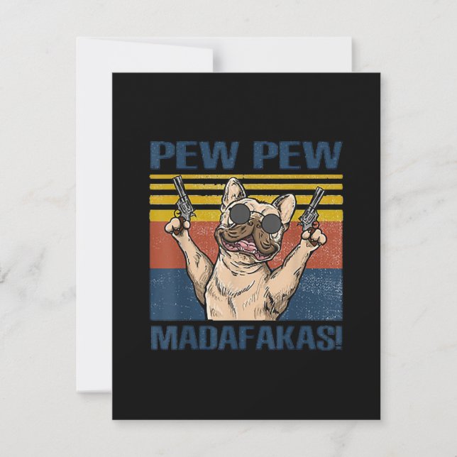 Dog Lovers | Bulldog Pew Pew Madafakas Thank You Card (Front)