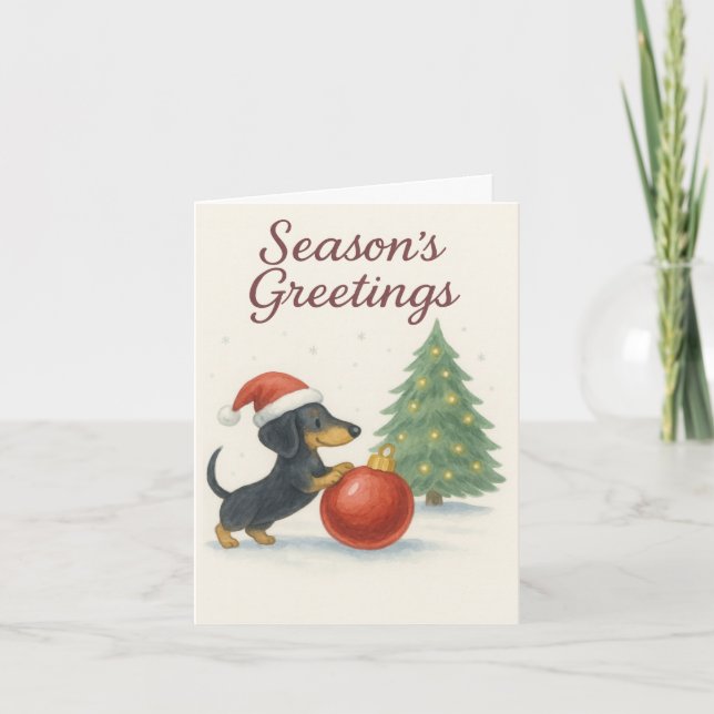 Dog Lovers Christmas — Dachshund Card Downloadable (Front)