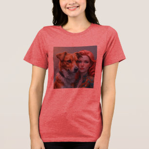 Dog Lovers Custom Image Printed Women's Red Tri-Blend Shirt