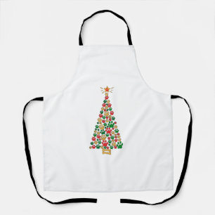 Dog Lovers Cute and Funny Dog Paws Prints Tree Chr Apron