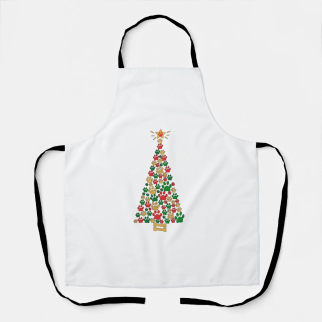 Dog Lovers Cute and Funny Dog Paws Prints Tree Chr Apron (Front)