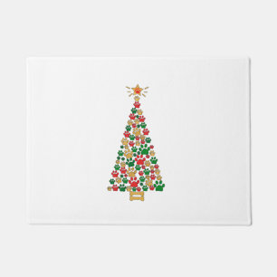 Dog Lovers Cute and Funny Dog Paws Prints Tree Chr Doormat