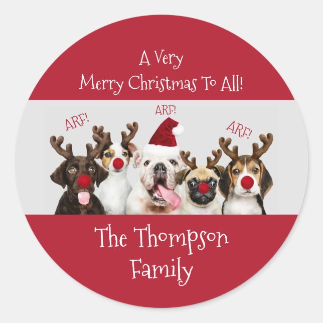 Dog Lovers, Family Name, Classic Round Sticker (Front)