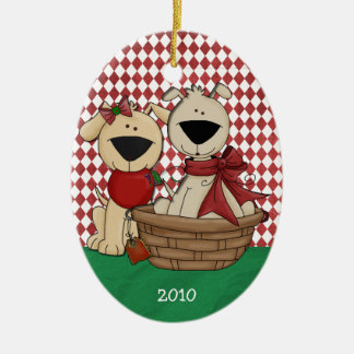 Dog Lovers First Christmas Together Personalized Ceramic Ornament