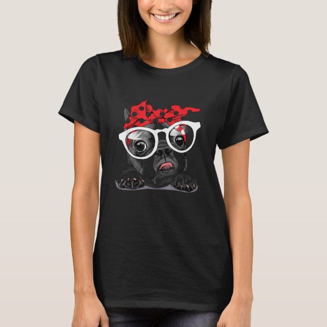 Dog Lovers | French Bulldog Portrait In A Headband T-Shirt (Front)