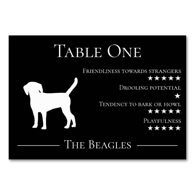 Dog lovers funny dog breed guest trait beagle table number (Back)