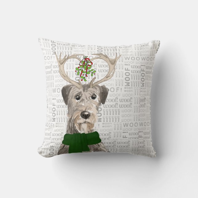 Dog Lover's Irish Wolfhound Christmas Throw Pillow (Front)
