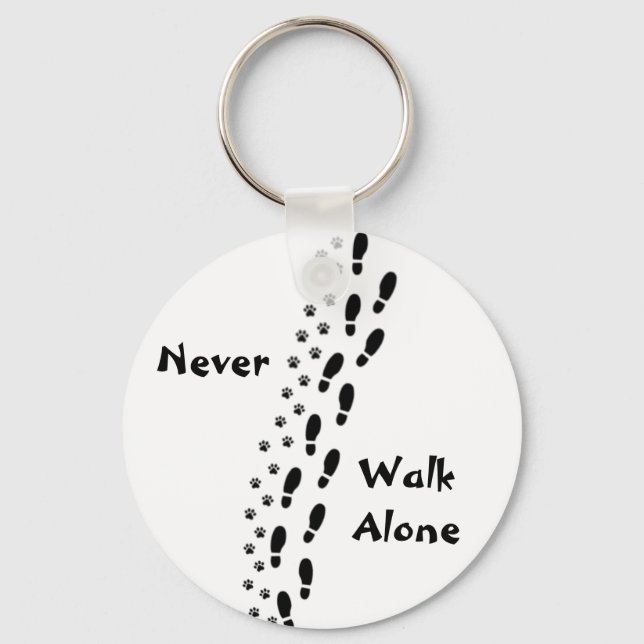 Dog Lover's Never Walk Alone Pawprint Keychain (Front)