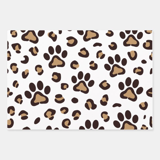 Dog lovers; pets; dogs; paws; cute; pugs; wrapping paper sheet (Front)