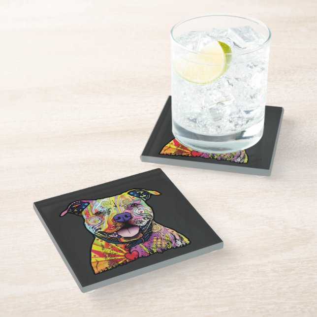 Dog lovers v01 glass coaster (Angled)
