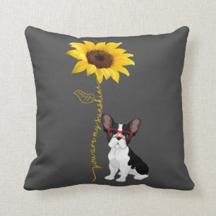 Dog Lovers You Are My Sunshine Bulldog Sunflower Throw Pillow