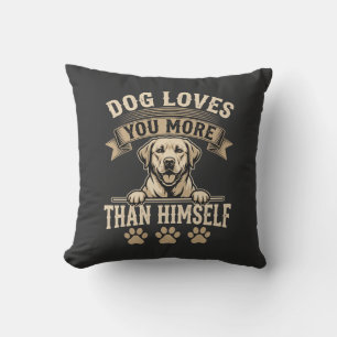 Dog Loves You More Than Himself Vintage Throw Pillow