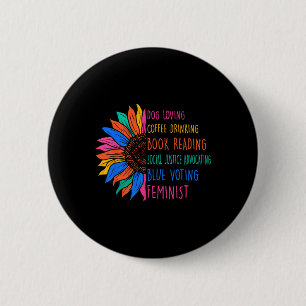 Dog Loving Coffee Drinking Book Reading Social Jus 2 Inch Round Button