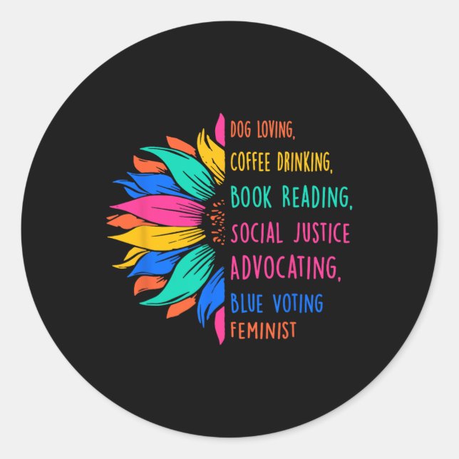 Dog Loving Coffee Drinking Book Reading Social Jus Classic Round Sticker (Front)