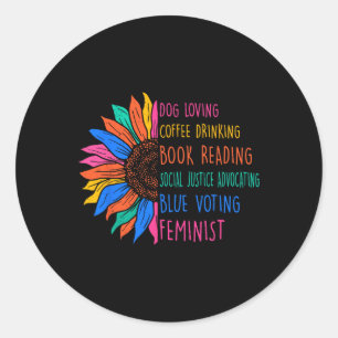 Dog Loving Coffee Drinking Book Reading Social Jus Classic Round Sticker