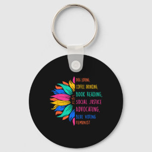 Dog Loving Coffee Drinking Book Reading Social Jus Keychain