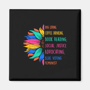 Dog Loving Coffee Drinking Book Reading Social Jus Magnet