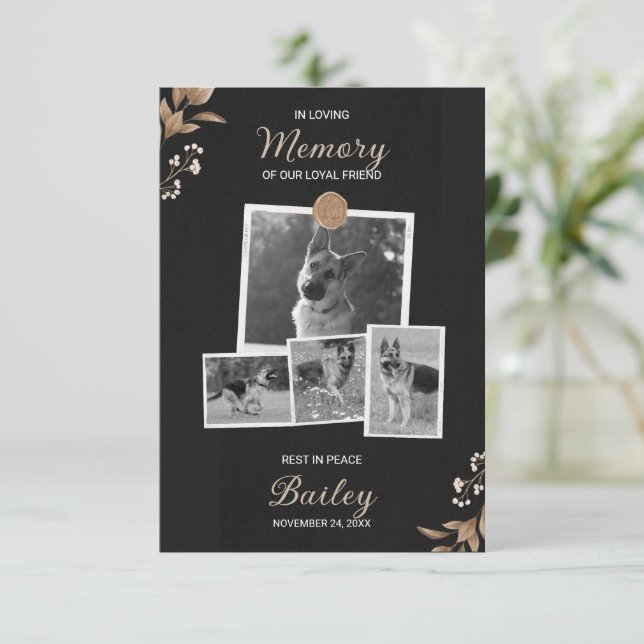 Dog Loving Memory Funeral Thank You Card (Standing Front)